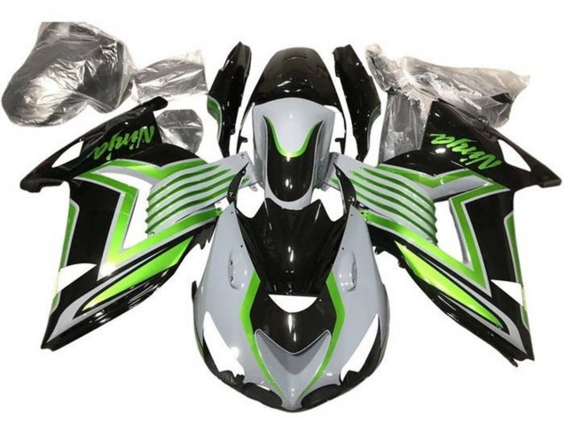Venta Carenados Moto Kawasaki ZX14R ZZR1400 2012-2024 - Blanco Verde Negro Brillante