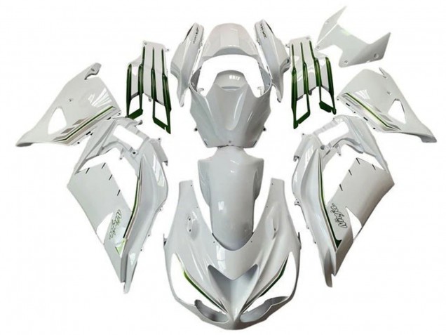 Venta Carenados Moto Kawasaki ZX14R ZZR1400 2012-2024 - Blanco Verde Plata Raya