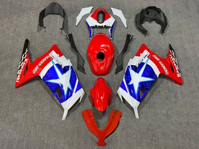 Venta Carenados Moto Kawasaki EX300 2013-2024 - Blanco Rojo Azul Estrella Captain America