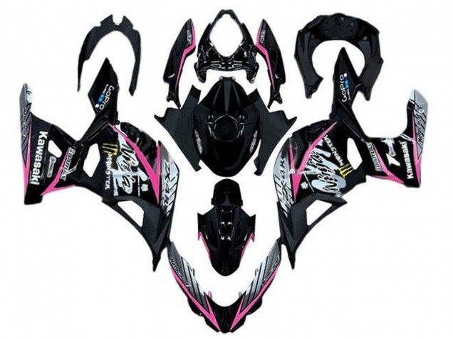 Venta Carenados Moto Kawasaki Ninja 400 2018-2024 - Negro Brillante Rosa Blanco