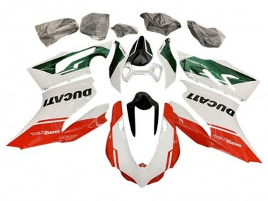 Venta Carenados Moto Ducati Panigale 899 2011-2014 - Blanco Verde Rojo Raya