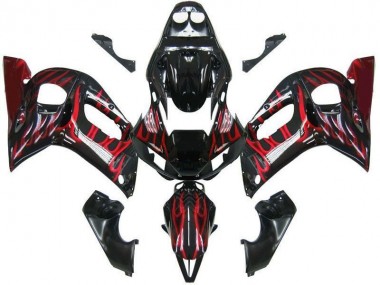 Venta Carenados Moto Yamaha YZF 600 R6 1998-2002 - Negro Brillante Rojo Llama