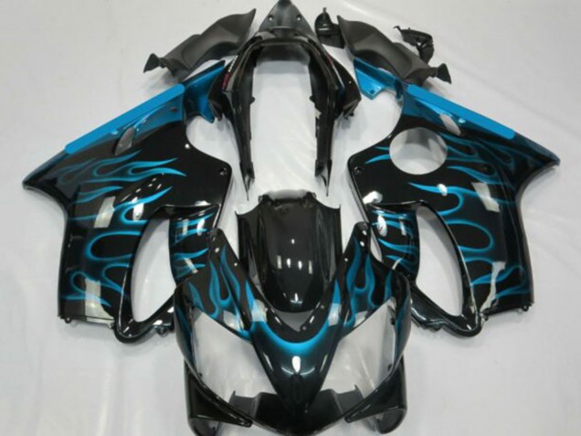 Venta Carenados Moto Honda CBR600 F4i 2001-2003 - Negro Brillante Azul Claro Llama