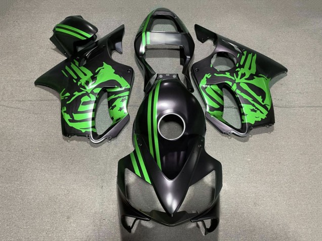 Venta Carenados Moto Honda CBR600 F4i 2001-2003 - Verde Negro Mate Cráneo
