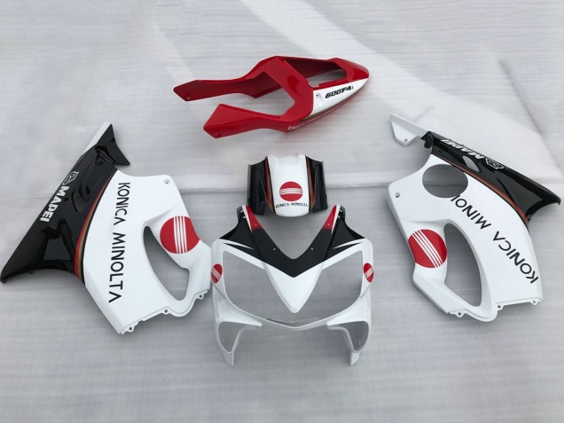 Venta Carenados Moto Honda CBR600 F4i 2001-2003 - Blanco Rojo Negro Brillante Konica Minolta