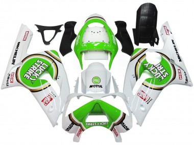 Venta Carenados Moto Kawasaki ZX6R 2003-2004 - Blanco Verde Motul Lucky Strike