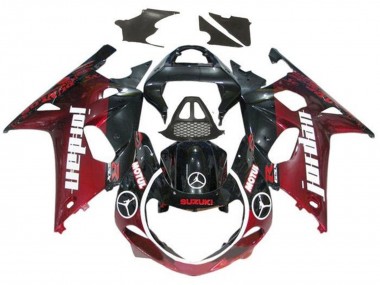 Venta Carenados Moto Suzuki GSXR1000 2000-2002 - Negro Brillante Rojo Oscuro Jordan