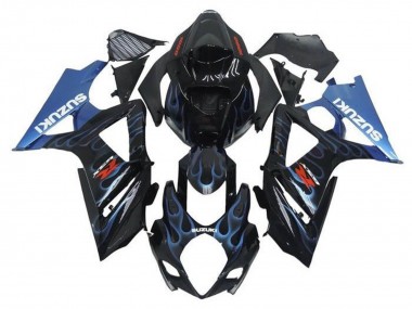Venta Carenados Moto Suzuki GSXR 1000 2005-2006 - Negro Azul Claro Llama