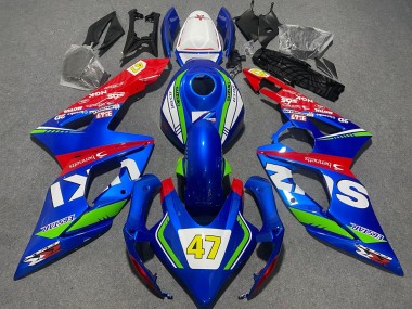 Venta Carenados Moto Suzuki GSXR 1000 2005-2006 - Azul Verde Blanco Rojo 47 Carrera