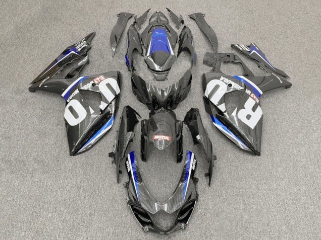 Venta Carenados Moto Suzuki GSXR1000 2017-2024 - Falso FibraCarbono Blanco Azul