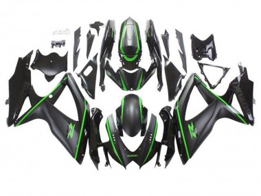 Venta Carenados Moto Suzuki GSXR 600 / GSXR 750 2008-2010 - Negro Mate Verde Raya