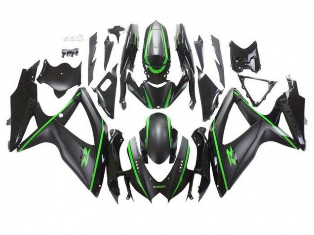 Venta Carenados Moto Suzuki GSXR 600 / GSXR 750 2008-2010 - Negro Mate Verde Raya