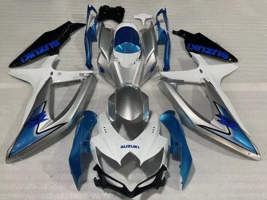 Venta Carenados Moto Suzuki GSXR 600 / GSXR 750 2008-2010 - Blanco Plata Azul Claro Negro
