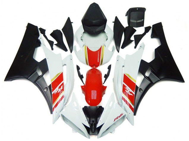 Venta Carenados Moto Yamaha YZF R6 2006-2007 - Blanco Rojo Oro Negro Mate