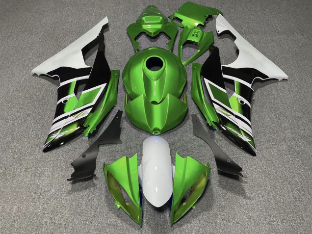Venta Carenados Moto Yamaha YZF R6 2008-2016 - Blanco Verde Negro Brillante Raya