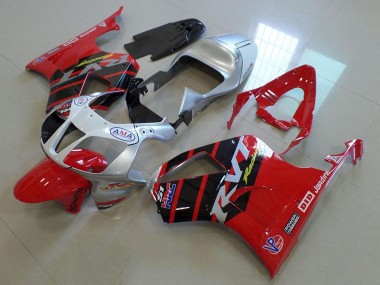 Venta Carenados Moto Honda VTR1000 2000-2006 - Plata Rojo Negro Brillante Raya