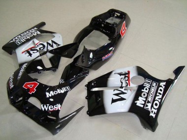 Venta Carenados Moto Honda CBR250RR MC19 1988-1989 - Negro Brillante Blanco West Mobil HRC 4