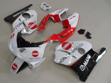 Venta Carenados Moto Honda CBR250RR MC22 1990-1998 - Blanco Rojo Negro Brillante Konica Minolta