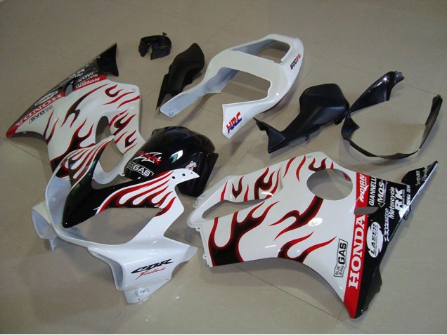 Venta Carenados Moto Honda CBR600 F4i 2001-2003 - Blanco Rojo Negro Brillante Llama