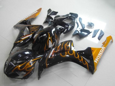 Venta Carenados Moto Honda CBR1000RR 2006-2007 - Negro Brillante Oro Llama