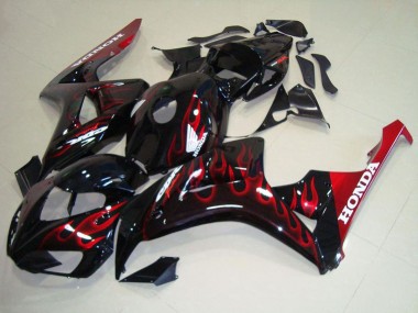 Venta Kits Carenado Moto Honda CBR1000RR 2006-2007 - Negro Brillante Rojo Llama