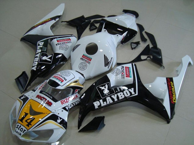 Venta Carenados Moto Honda CBR1000RR 2006-2007 - Blanco Amarillo Negro Brillante Denso Playboy 14