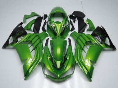 Venta Carenados Moto Kawasaki ZX14R ZZR1400 2012-2024 - Verde Negro Brillante Llama Blanco Ninja