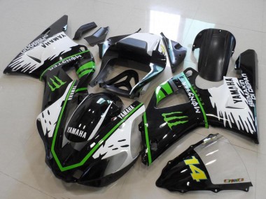 Venta Carenados Moto Yamaha YZF R1 2000-2001 - Negro Brillante Blanco Verde Monstruo