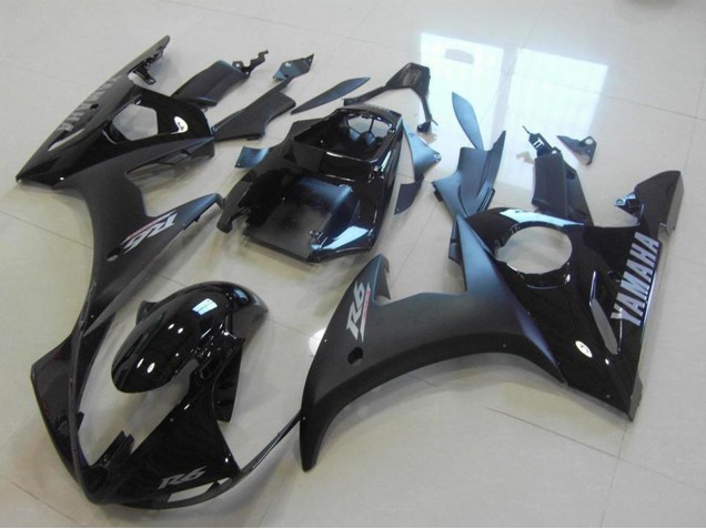 Venta Carenados Moto Yamaha YZF R6 2003-2004 - Negro Brillante Negro Mate Plata Calcomanías