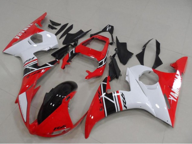 Venta Kits Carenado Moto Yamaha YZF R6 2003-2004 - Blanco Rojo Negro Brillante