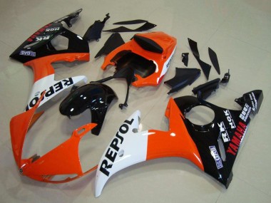 Venta Carenados Moto Yamaha YZF R6 2003-2004 - Naranja Blanco Negro Brillante Repsol