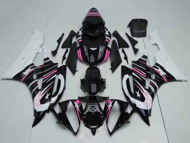 Venta Carenados Moto Yamaha YZF R6 2006-2007 - Blanco Negro Brillante Rosa Estrella Llama