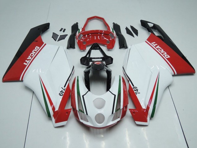 Venta Carenados Moto Ducati 749 2003-2004 - Blanco Rojo Verde Negro Brillante