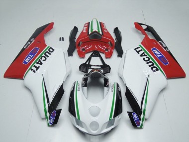 Venta Carenados Moto Ducati 749 999 2005-2006 - Blanco Rojo Verde Negro Brillante Enel Generali Tim