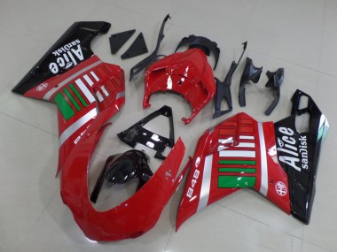 Venta Carenados Moto Ducati 848 2007-2014 - Rojo Plata Verde Negro Brillante Alice Sandisk