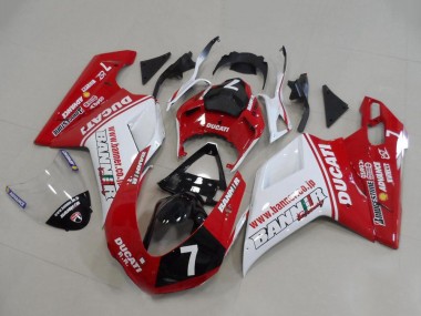 Venta Carenados Moto Ducati 848 1098 1198 2007-2014 - Blanco Rojo Negro Brillante Banner 7