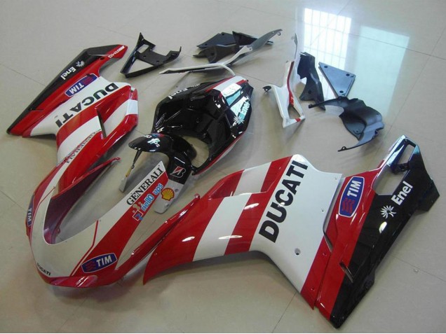 Venta Carenados Moto Ducati 848 1098 1198 2007-2014 - Blanco Rojo Negro Generali Tim