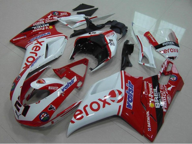 Venta Carenado Moto Ducati 848 1098 1198 2007-2014 - Blanco Rojo Negro Brillante Valsir Xerox OEM Estilo 21