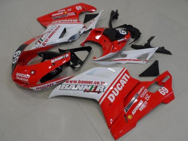 Venta Carenados Moto Ducati 848 1098 1198 2007-2014 - Blanco Rojo Negro Brillante Banner 69