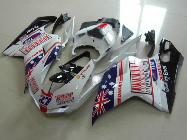 Venta Carenados Moto Ducati 848 1098 1198 2007-2014 - Blanco Azul Rojo Negro Brillante American Flag Tim 27