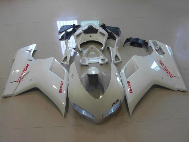 Venta Carenados Moto Ducati 848 2007-2014 - Blanco Brillante Rojo Calcomanías