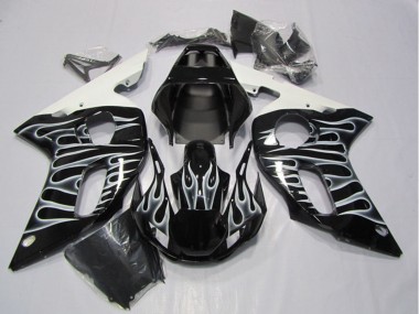Venta Carenados Moto Yamaha YZF R6 1998-2002 - Negro Brillante Blanco Llama