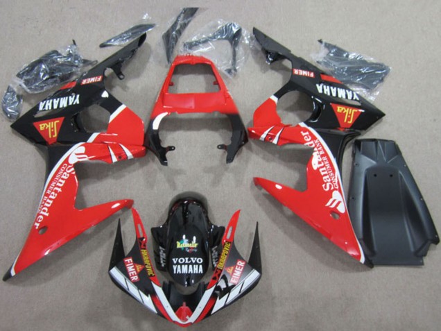 Venta Carenados Moto Yamaha YZF R6 2003-2004 - Rojo Blanco Negro Brillante Santander Fimer Volvo