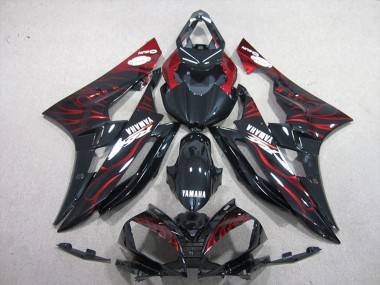 Venta Carenados Moto Yamaha YZF R6 2006-2007 - Negro Brillante Rojo Llama