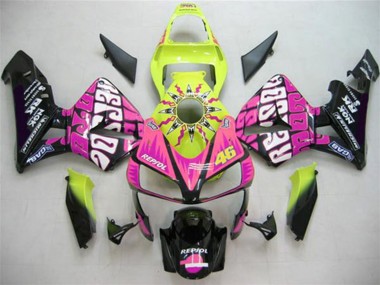 Venta Carenados Moto Honda CBR600RR 2003-2004 - Amarillo Rosa Negro Brillante Valentino Rossi
