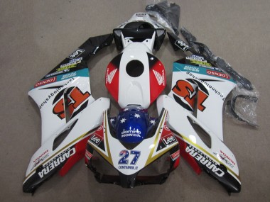 Venta Carenados Moto Honda CBR1000RR 2004-2005 - Blanco Rojo Azul Negro Brillante 27 Contrainer IT Carrera