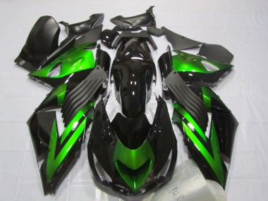 Venta Carenados Moto Kawasaki ZX14R ZZR1400 2006-2011 - Negro Brillante Verde Raya