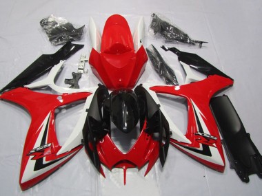 Venta Carenados Moto Suzuki GSXR 600 2006-2007 - Blanco Rojo Negro Brillante Raya