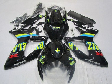 Venta Carenados Moto Suzuki GSXR 600 2006-2007 - Negro Brillante Amarillo Rizla Rojo