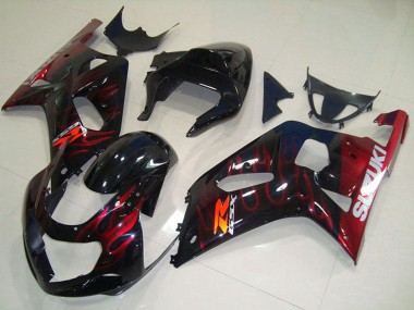Venta Carenados Moto Suzuki GSXR 750 2001-2003 - Negro Brillante Rojo Llama
